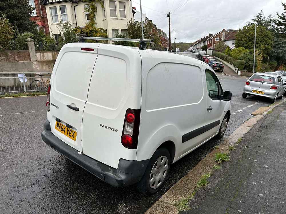 Photograph of MA64 YEX - a White Peugeot Partner parked in Hollingdean by a non-resident. The sixth of six photographs supplied by the residents of Hollingdean.