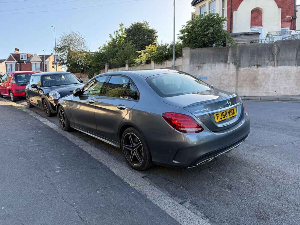 Photograph of FJ68 WHX - a Grey Mercedes C Class parked in Hollingdean by a non-resident. The eighteenth of twenty-eight photographs supplied by the residents of Hollingdean.