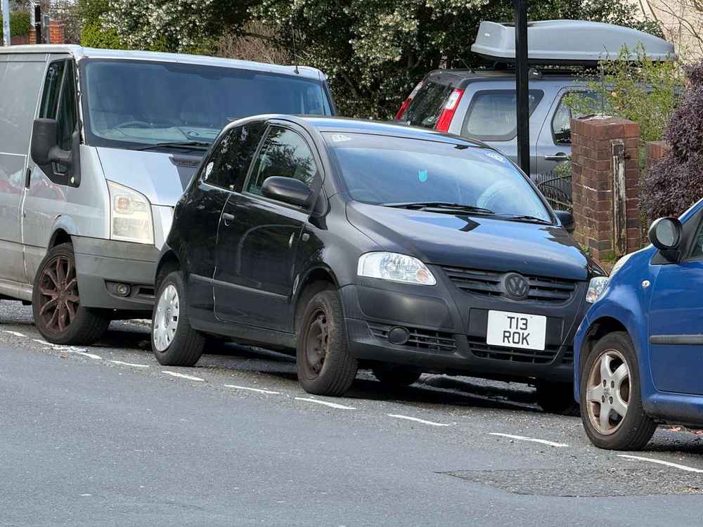 Photograph of T13 ROK - a Black Volkswagen Fox parked in Hollingdean by a non-resident. The fifth of six photographs supplied by the residents of Hollingdean.