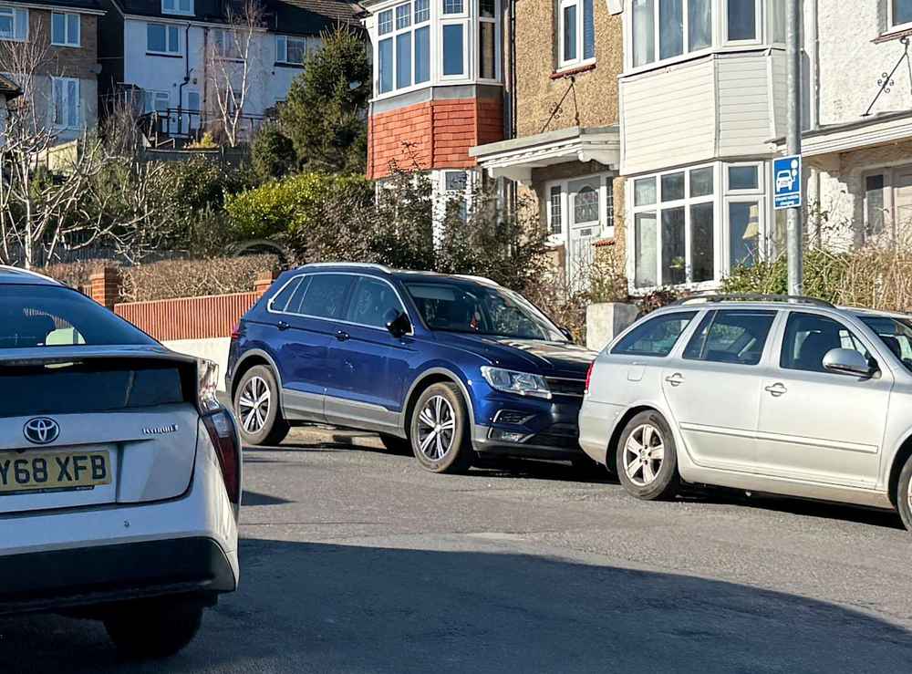 Photograph of GX18 XAE - a Blue Volkswagen Tiguan parked in Hollingdean by a non-resident who uses the local area as part of their Brighton commute. The ninth of nineteen photographs supplied by the residents of Hollingdean.