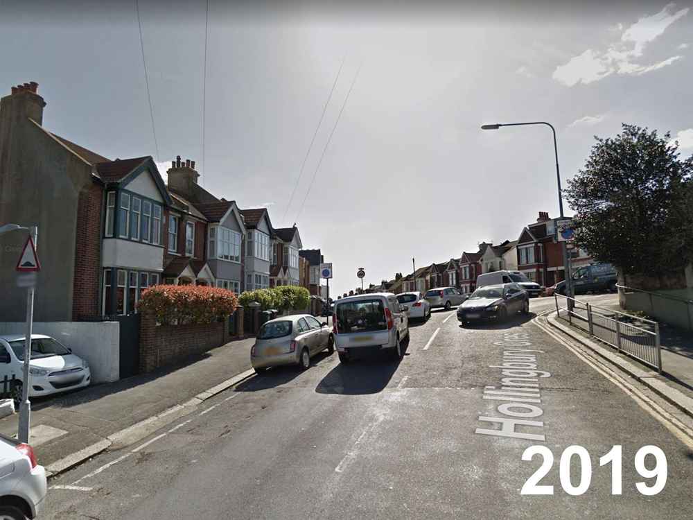 Photograph of LC03 FYJ - a Gold Nissan Micra parked in Hollingdean by a non-resident, and potentially abandoned. The twenty-sixth of twenty-eight photographs supplied by the residents of Hollingdean.
