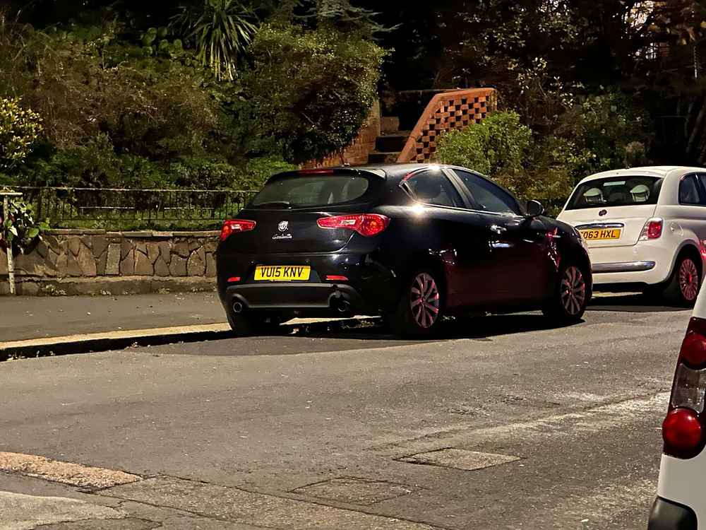 Photograph of VU15 KNV - a Black Alfa Romeo Giulietta parked in Hollingdean by a non-resident. The sixth of thirty-four photographs supplied by the residents of Hollingdean.
