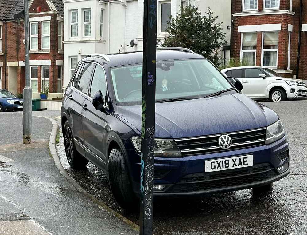 Photograph of GX18 XAE - a Blue Volkswagen Tiguan parked in Hollingdean by a non-resident who uses the local area as part of their Brighton commute. The third of nineteen photographs supplied by the residents of Hollingdean.