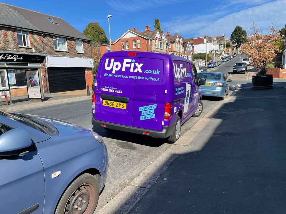 Photograph of BW66 ZYS - a Purple Nissan Nv200 parked in Hollingdean by a non-resident. The second of two photographs supplied by the residents of Hollingdean.