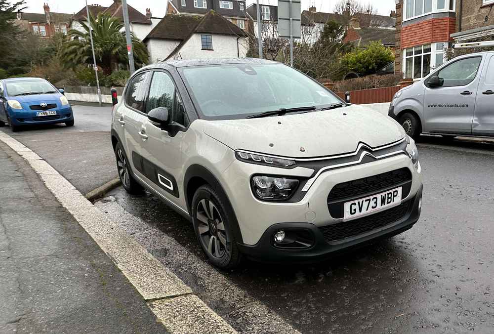 Photograph of GV73 WBP - a Grey Citroen C3 parked in Hollingdean by a non-resident who uses the local area as part of their Brighton commute. The second of twenty-five photographs supplied by the residents of Hollingdean.