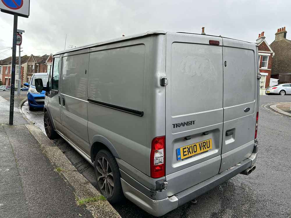Photograph of EX10 VRU - a Silver Ford Transit parked in Hollingdean by a non-resident. The twelfth of twenty-five photographs supplied by the residents of Hollingdean.