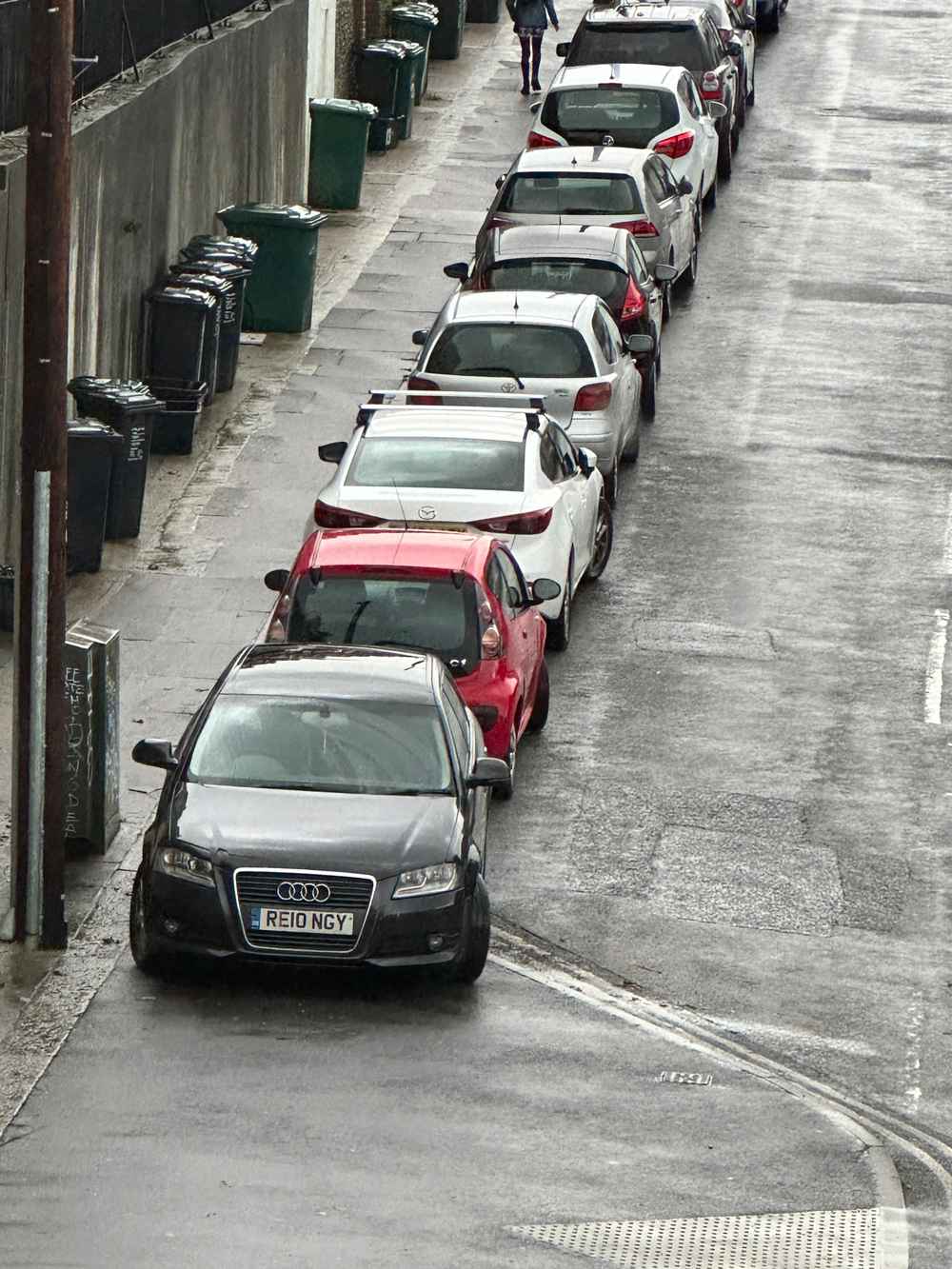 Photograph of RE10 NGY - a Black Audi A3 parked in Hollingdean by a non-resident who uses the local area as part of their Brighton commute. The third of four photographs supplied by the residents of Hollingdean.