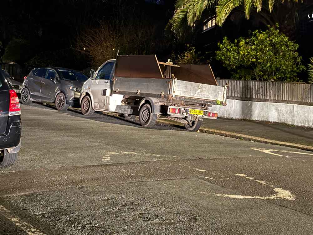 Photograph of BG54 JHU - a White Volkswagen T-Sporter parked in Hollingdean by a non-resident. The eighteenth of eighteen photographs supplied by the residents of Hollingdean.