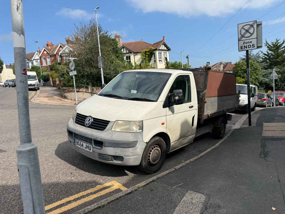 Photograph of BG54 JHU - a White Volkswagen T-Sporter parked in Hollingdean by a non-resident. The twenty-seventh of twenty-seven photographs supplied by the residents of Hollingdean.