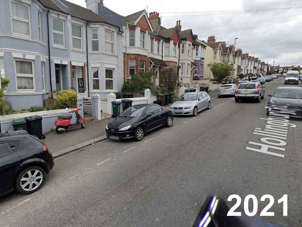 Photograph of KV57 ERZ - a Black Peugeot 206 parked in Hollingdean by a non-resident. The eighth of eight photographs supplied by the residents of Hollingdean.