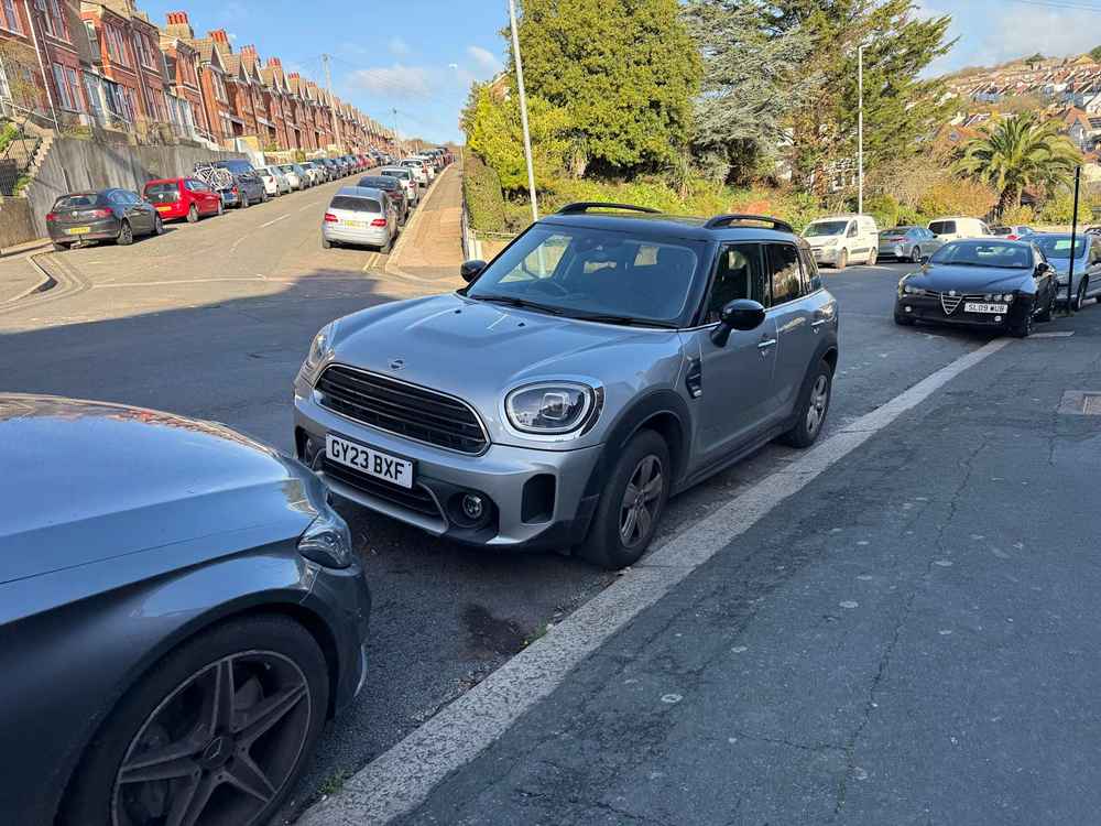 Photograph of GY23 BXF - a Grey Mini Countryman parked in Hollingdean by a non-resident who uses the local area as part of their Brighton commute. The thirty-first of thirty-three photographs supplied by the residents of Hollingdean.