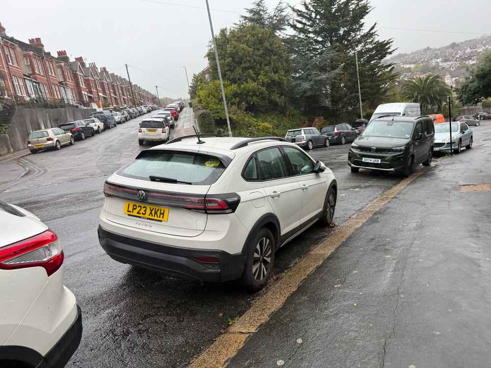Photograph of LP23 XKH - a Grey Volkswagen Taigo parked in Hollingdean by a non-resident. The second of two photographs supplied by the residents of Hollingdean.