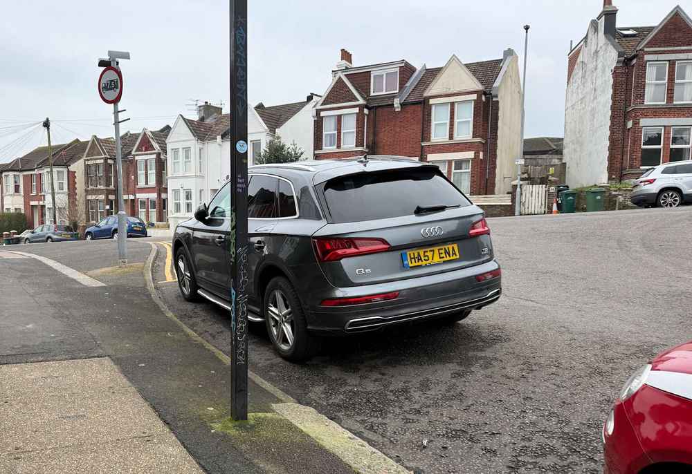 Photograph of HA57 ENA - a Grey Audi Q5 parked in Hollingdean by a non-resident who uses the local area as part of their Brighton commute. The fifth of ten photographs supplied by the residents of Hollingdean.
