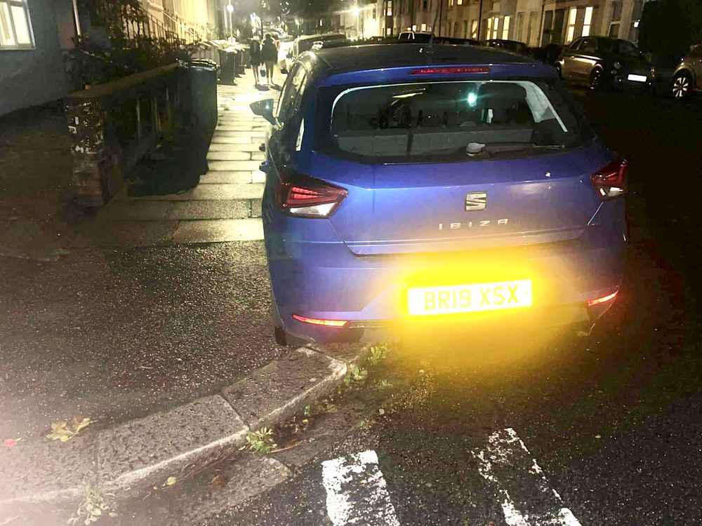 Photograph of BR19 XSX - a Blue Seat Ibiza parked in Hollingdean by a non-resident. The second of two photographs supplied by the residents of Hollingdean.