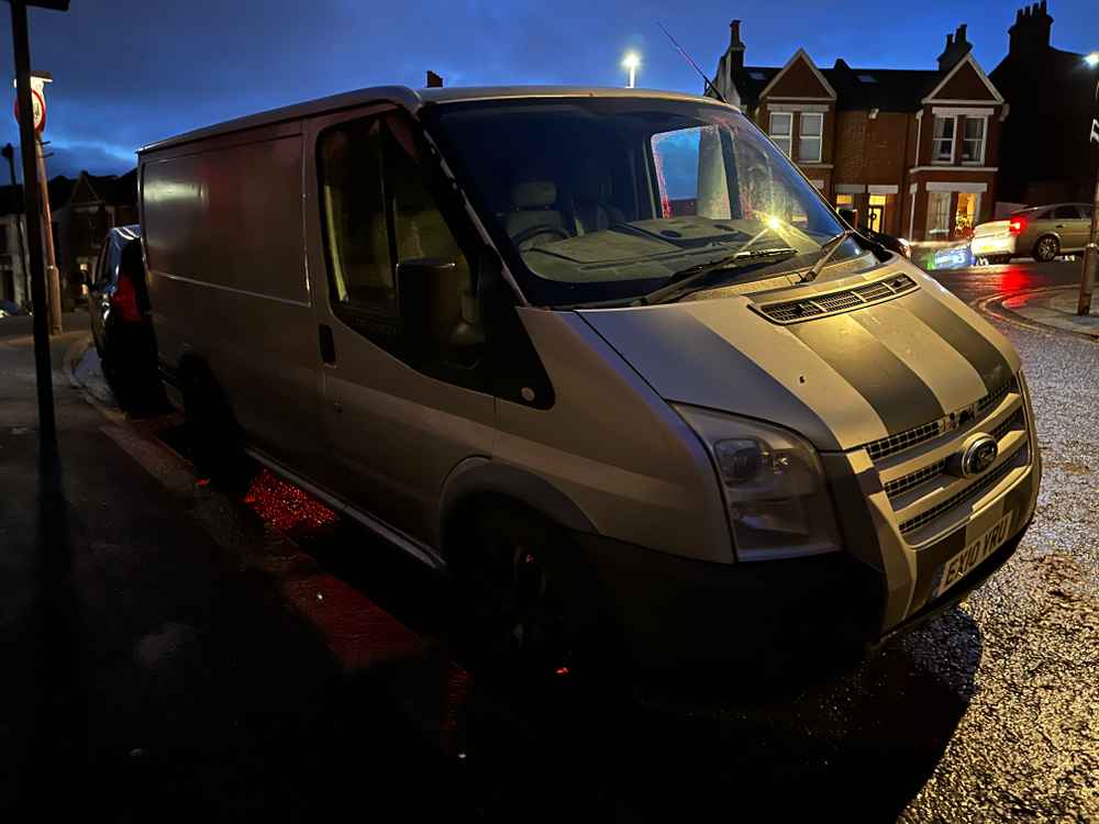 Photograph of EX10 VRU - a Silver Ford Transit parked in Hollingdean by a non-resident. The seventh of sixteen photographs supplied by the residents of Hollingdean.