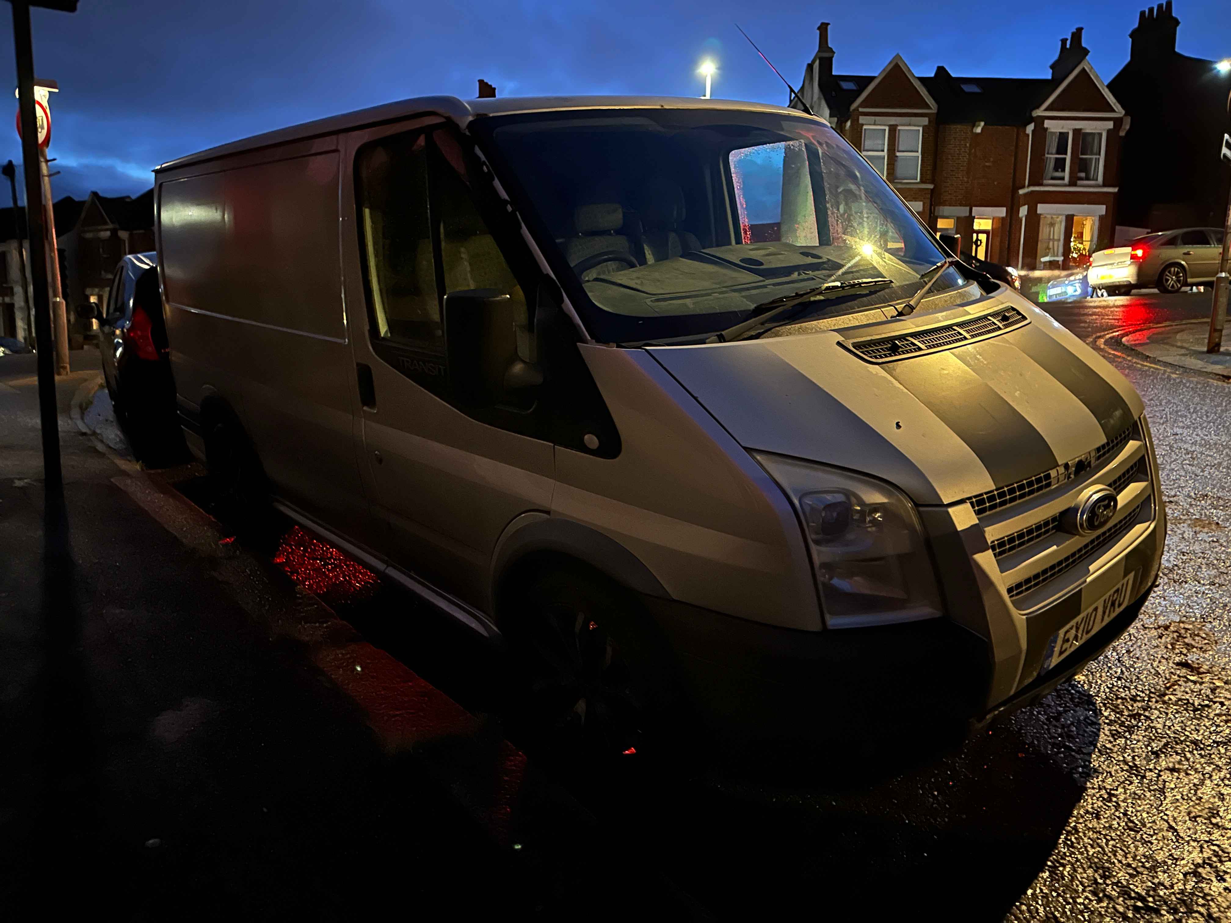 Photograph of EX10 VRU - a Silver Ford Transit parked in Hollingdean by a non-resident. The seventh of ten photographs supplied by the residents of Hollingdean.