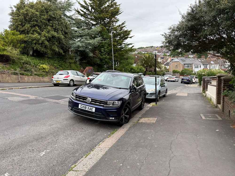 Photograph of GX18 XAE - a Blue Volkswagen Tiguan parked in Hollingdean by a non-resident who uses the local area as part of their Brighton commute. The twelfth of nineteen photographs supplied by the residents of Hollingdean.