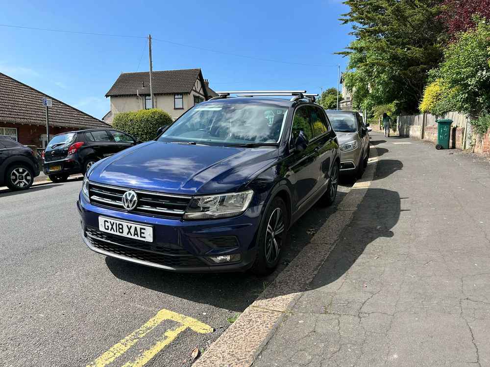 Photograph of GX18 XAE - a Blue Volkswagen Tiguan parked in Hollingdean by a non-resident who uses the local area as part of their Brighton commute. The fifth of nineteen photographs supplied by the residents of Hollingdean.