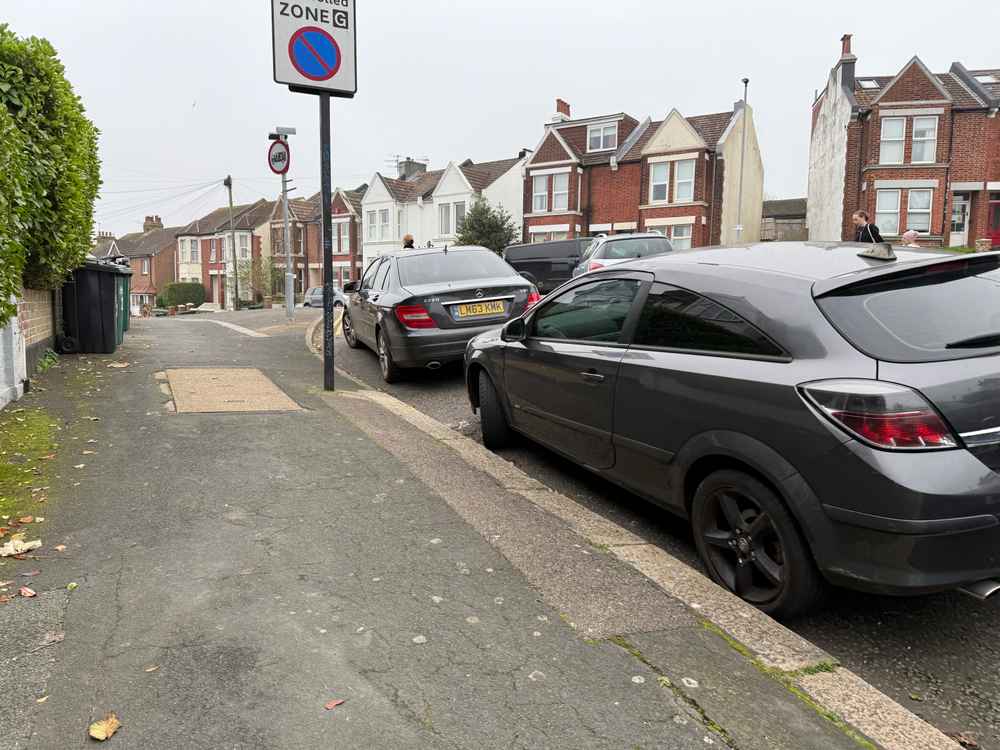 Photograph of LM63 KMK - a Black Mercedes C Class parked in Hollingdean by a non-resident who uses the local area as part of their Brighton commute. The second of six photographs supplied by the residents of Hollingdean.