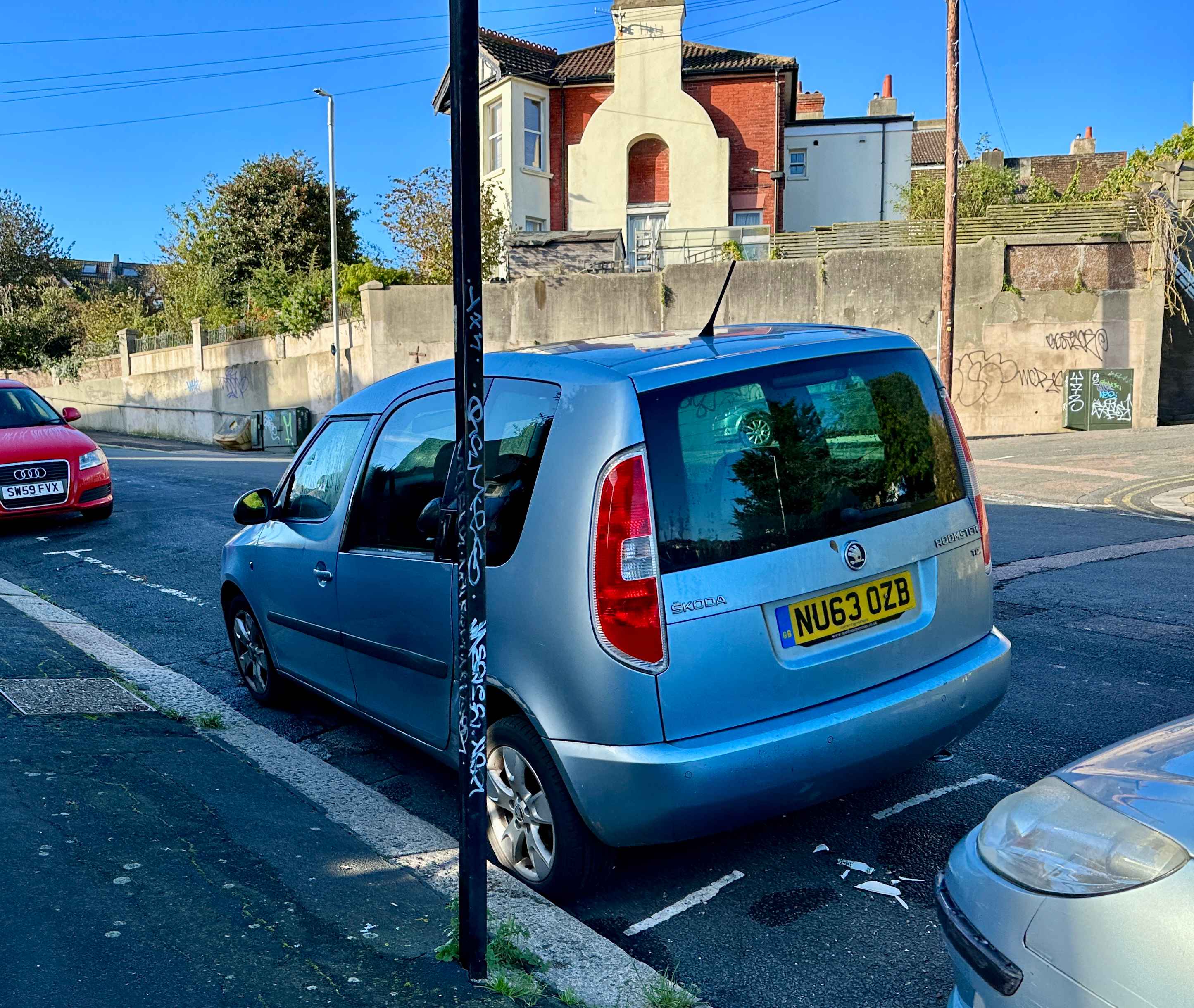 Photograph of NU63 OZB - a Blue Skoda Roomster parked in Hollingdean by a non-resident. The tenth of nineteen photographs supplied by the residents of Hollingdean.