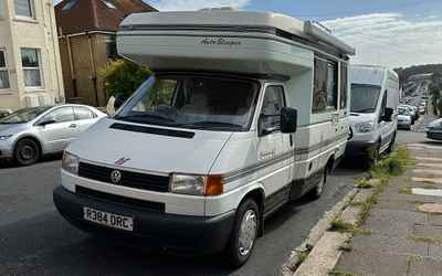 R384 ORC, a Beige Volkswagen Transporter parked in Hollingdean