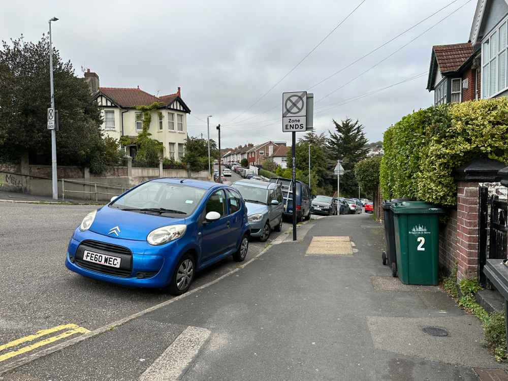 Photograph of FE60 WEC - a Blue Citroen C1 parked in Hollingdean by a non-resident. The second of thirteen photographs supplied by the residents of Hollingdean.