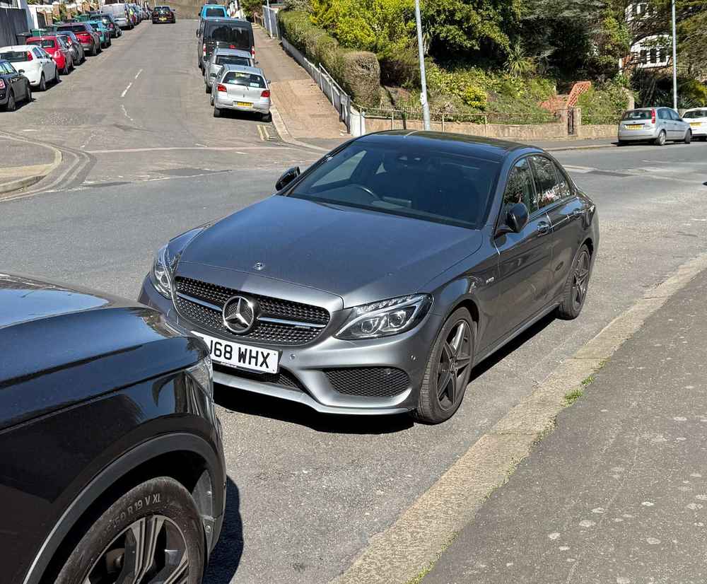 Photograph of FJ68 WHX - a Grey Mercedes C Class parked in Hollingdean by a non-resident. The seventeenth of twenty-eight photographs supplied by the residents of Hollingdean.