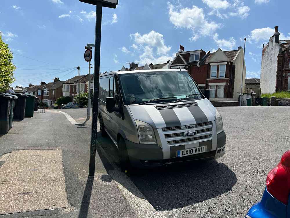 Photograph of EX10 VRU - a Silver Ford Transit parked in Hollingdean by a non-resident. The fourteenth of twenty-five photographs supplied by the residents of Hollingdean.