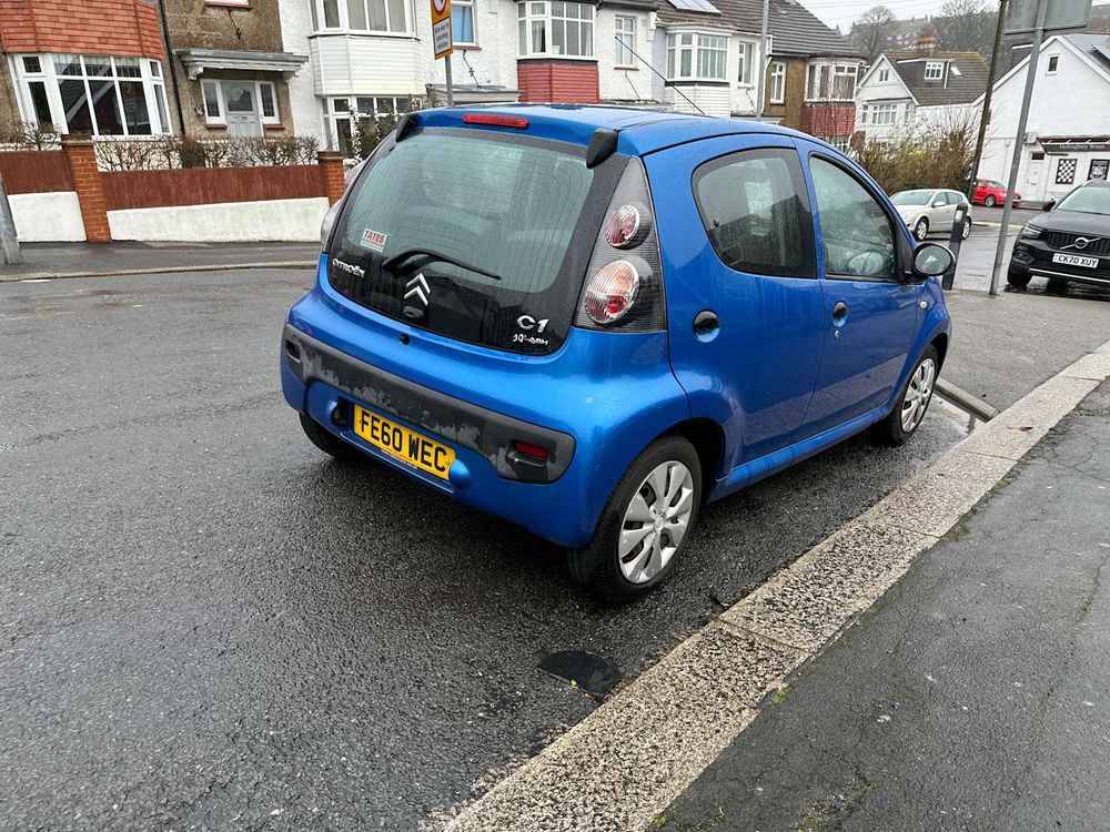 Photograph of FE60 WEC - a Blue Citroen C1 parked in Hollingdean by a non-resident. The ninth of sixteen photographs supplied by the residents of Hollingdean.