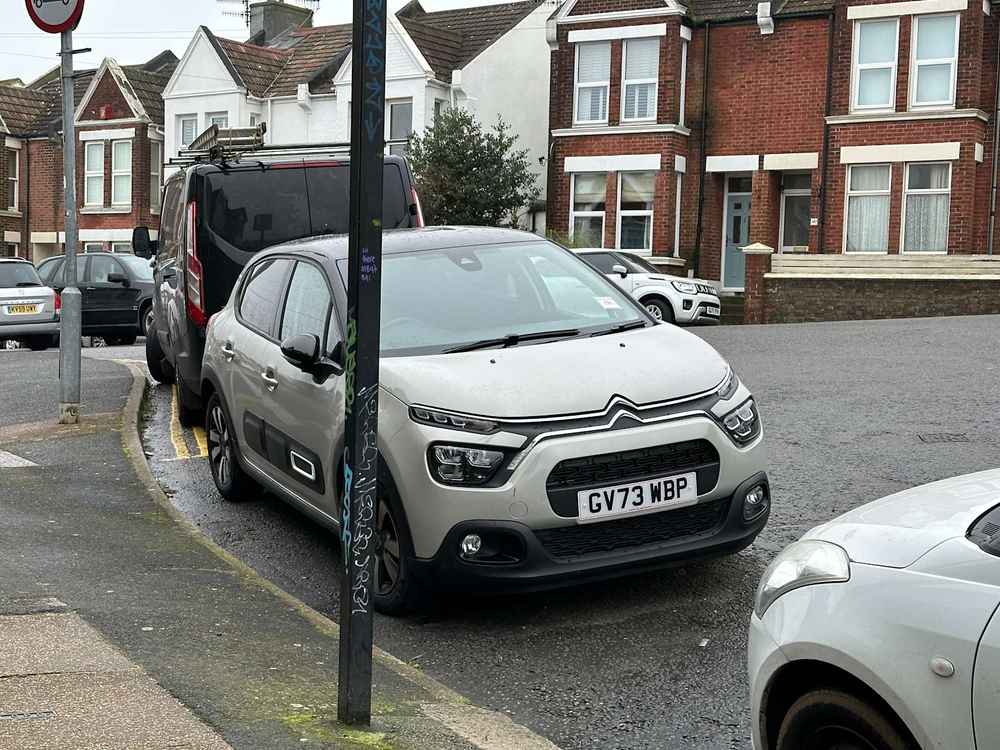 Photograph of GV73 WBP - a Grey Citroen C3 parked in Hollingdean by a non-resident who uses the local area as part of their Brighton commute. The fourth of twenty-five photographs supplied by the residents of Hollingdean.