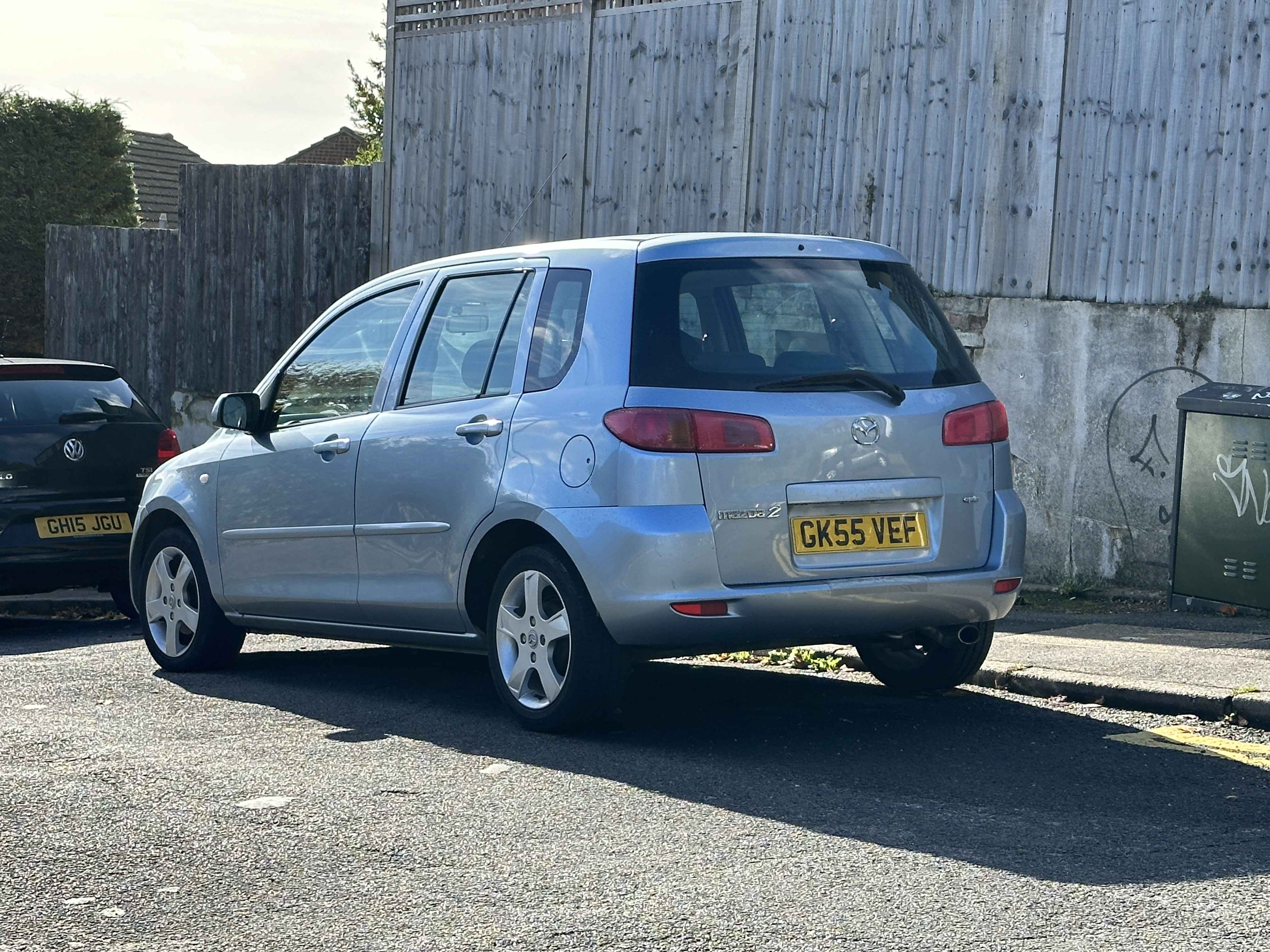 Photograph of GK55 VEF - a Silver Mazda 2 parked in Hollingdean by a non-resident. The second of nine photographs supplied by the residents of Hollingdean.