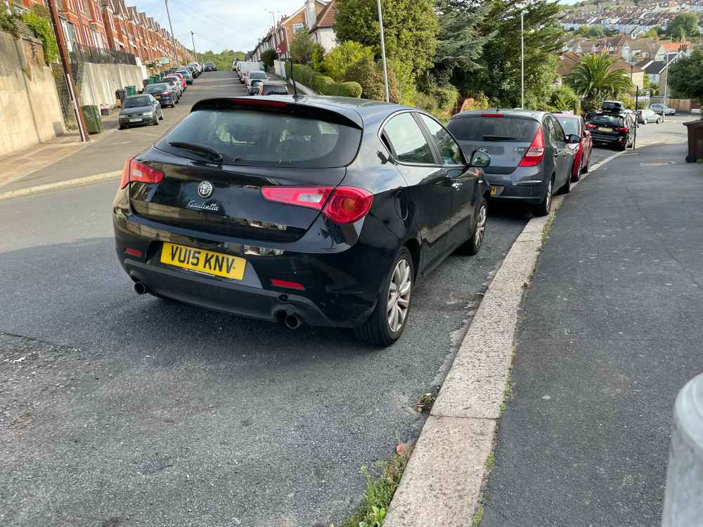 Photograph of VU15 KNV - a Black Alfa Romeo Giulietta parked in Hollingdean by a non-resident. The third of fifteen photographs supplied by the residents of Hollingdean.