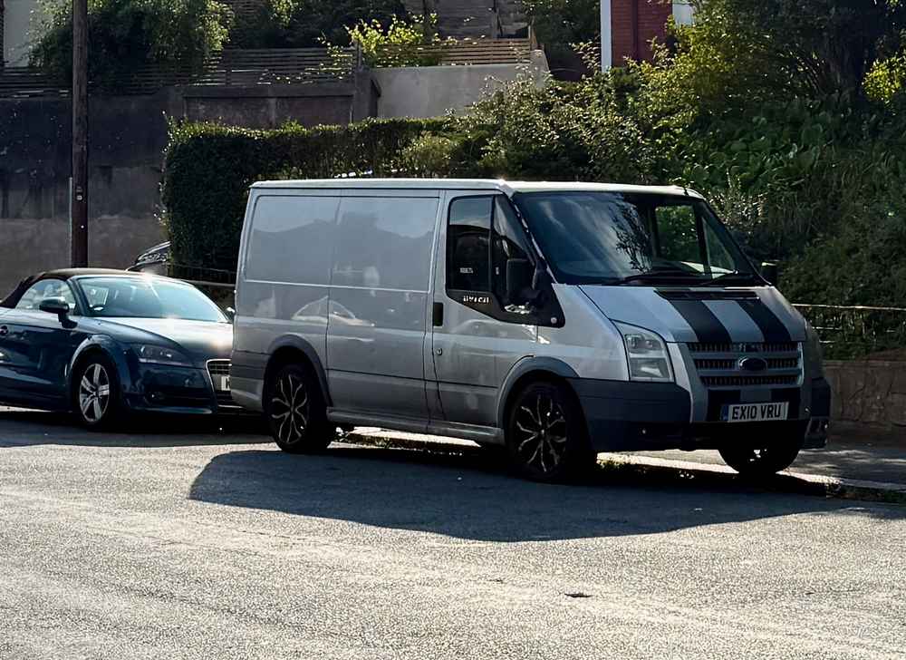 Photograph of EX10 VRU - a Silver Ford Transit parked in Hollingdean by a non-resident. The twenty-second of twenty-two photographs supplied by the residents of Hollingdean.