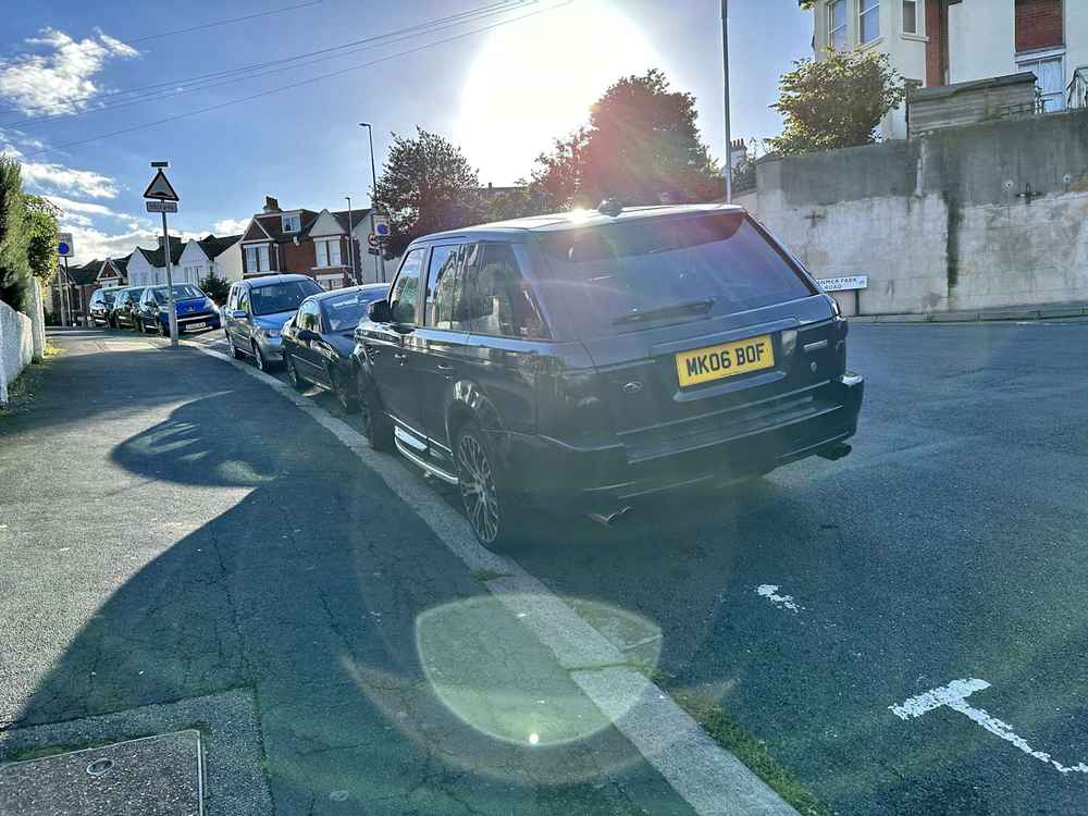 Photograph of MK06 BOF - a Black Land Rover Ranger Rover parked in Hollingdean by a non-resident. The fourth of four photographs supplied by the residents of Hollingdean.