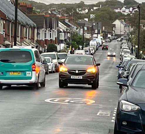 Photograph of DS69 MGU - a Gold Vauxhall Grandland parked in Hollingdean, and potentially abandoned. The first of two photographs supplied by the residents of Hollingdean.