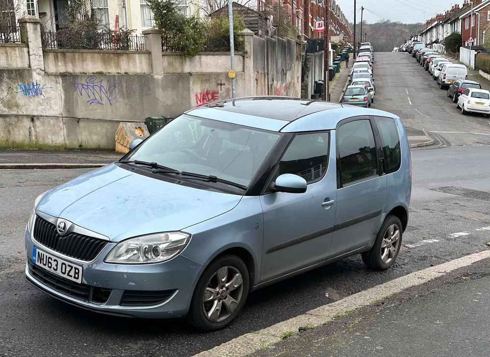 Photograph of NU63 OZB - a Blue Skoda Roomster parked in Hollingdean by a non-resident. The seventeenth of twenty-three photographs supplied by the residents of Hollingdean.