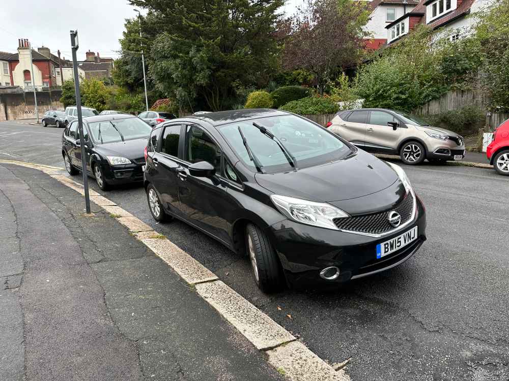 Photograph of BW15 VNJ - a Black Nissan Note parked in Hollingdean by a non-resident who uses the local area as part of their Brighton commute. The ninth of twenty photographs supplied by the residents of Hollingdean.