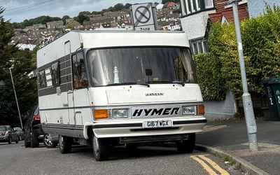 G167 WGX, a Beig Peugeot Hymer parked in Hollingdean