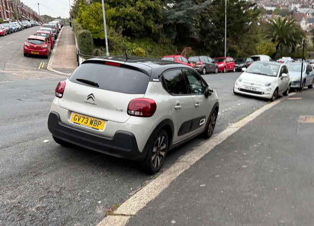Photograph of GV73 WBP - a Grey Citroen C3 parked in Hollingdean by a non-resident who uses the local area as part of their Brighton commute. The twenty-first of twenty-five photographs supplied by the residents of Hollingdean.