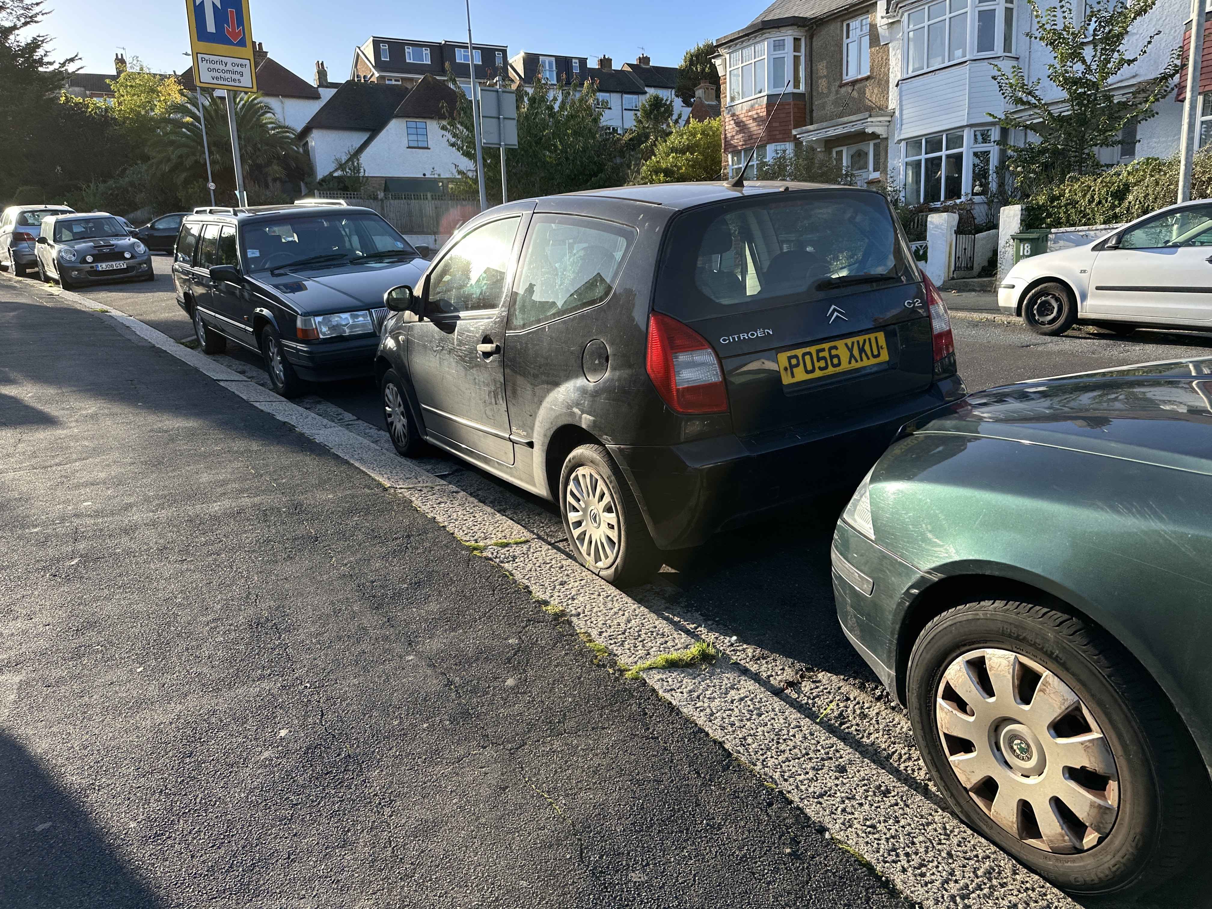 Photograph of PO56 XKU - a Black Citroen C2 parked in Hollingdean by a non-resident. The second of five photographs supplied by the residents of Hollingdean.