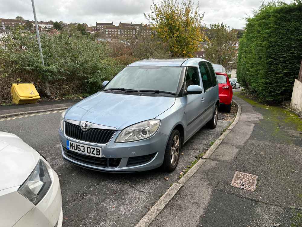Photograph of NU63 OZB - a Blue Skoda Roomster parked in Hollingdean by a non-resident. The twelfth of twenty-three photographs supplied by the residents of Hollingdean.