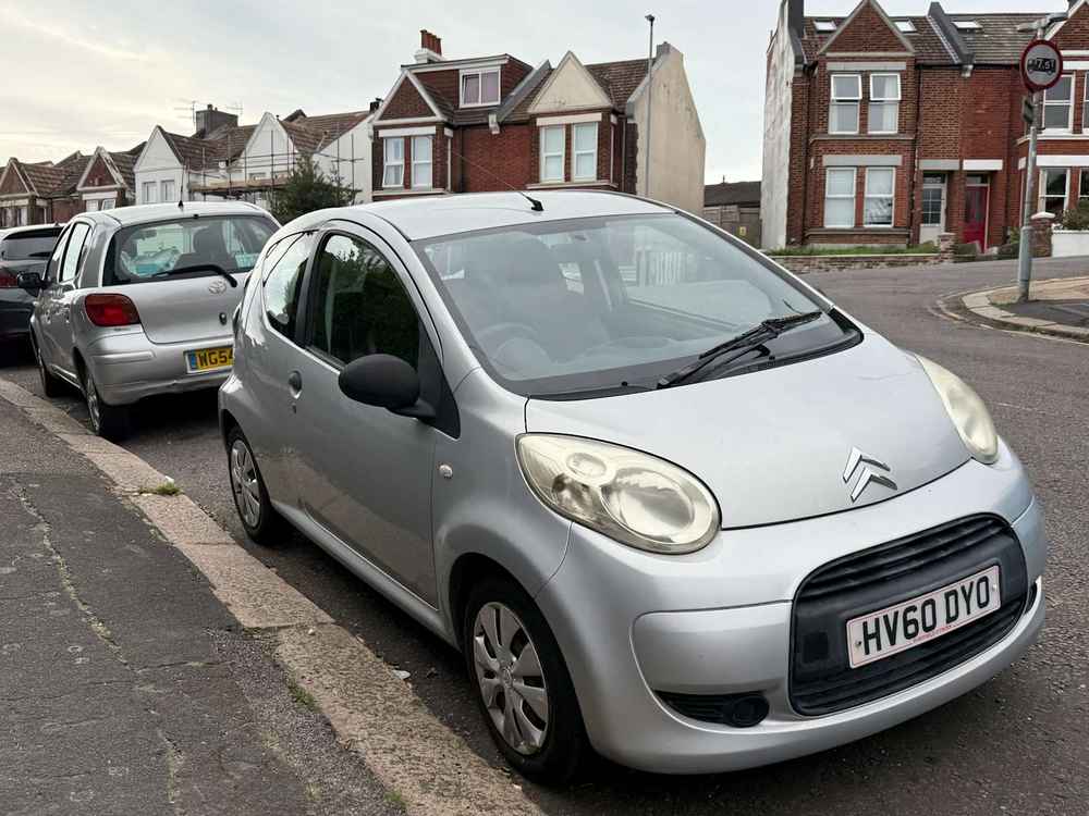 Photograph of HV60 DYO - a Silver Citroen C1 parked in Hollingdean by a non-resident. The second of two photographs supplied by the residents of Hollingdean.