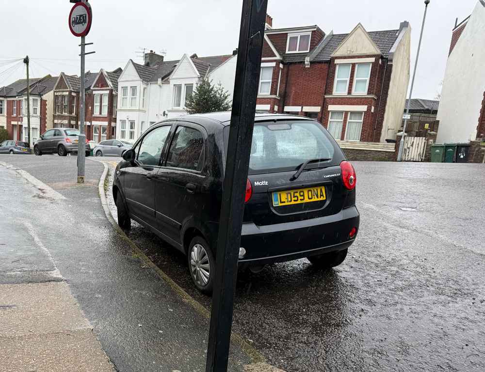 Photograph of LD59 ONA - a Black Daewoo Matiz parked in Hollingdean by a non-resident. The fourth of four photographs supplied by the residents of Hollingdean.