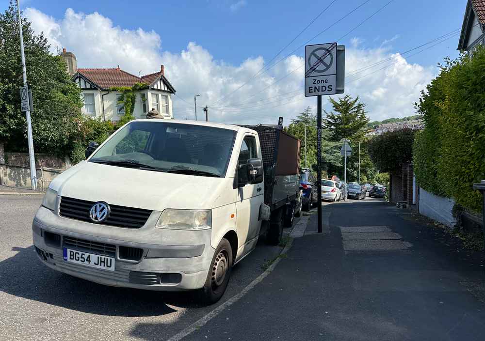Photograph of BG54 JHU - a White Volkswagen T-Sporter parked in Hollingdean by a non-resident. The tenth of eleven photographs supplied by the residents of Hollingdean.