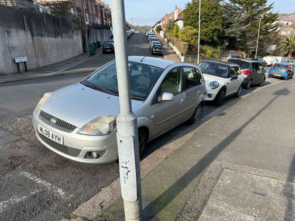 Photograph of ML08 AYH - a Silver Ford Fiesta parked in Hollingdean by a non-resident. The third of thirteen photographs supplied by the residents of Hollingdean.