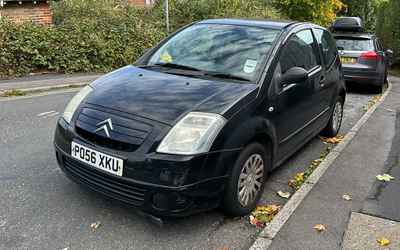 PO56 XKU, a Black Citroen C2 parked in Hollingdean