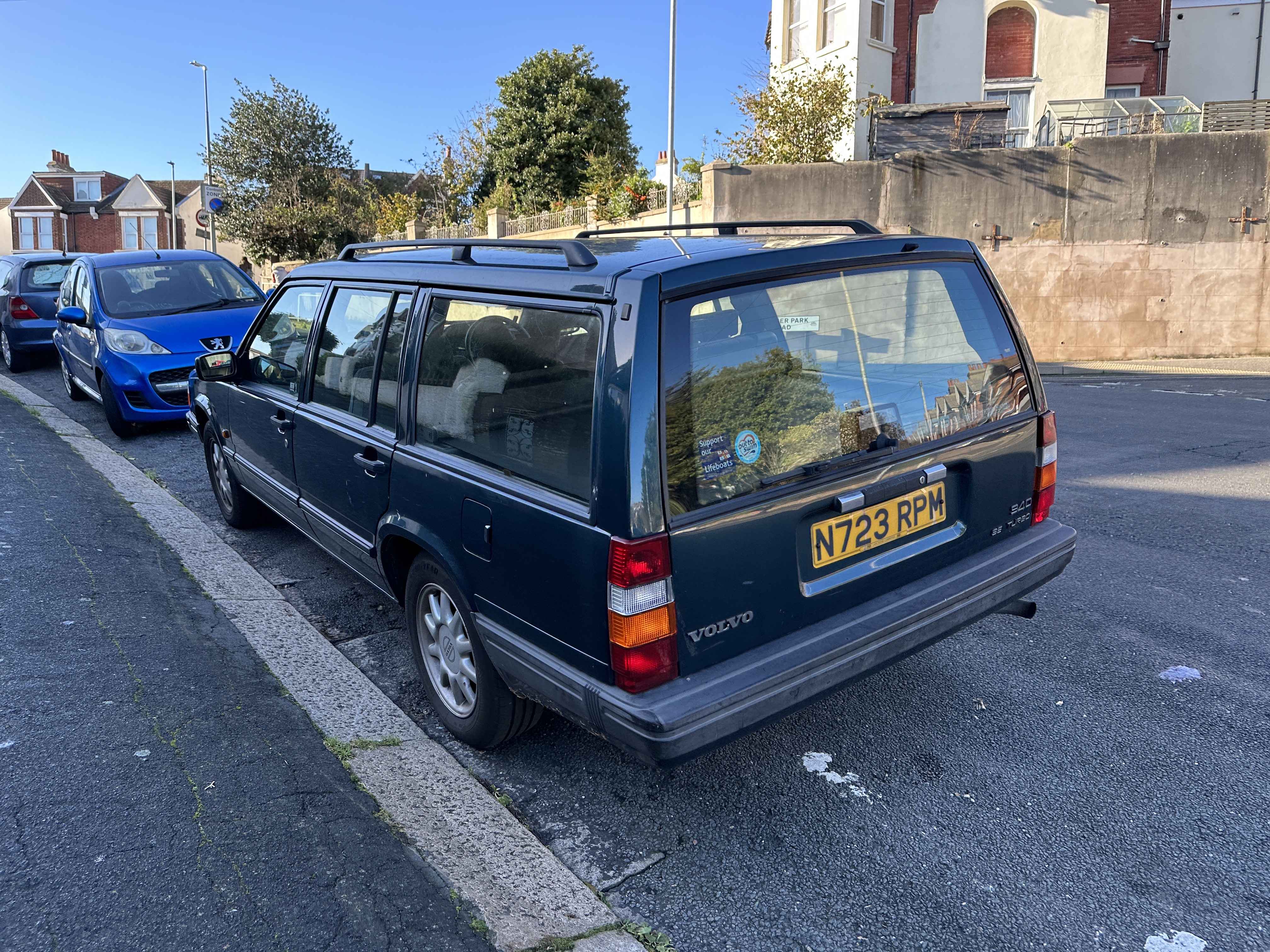Photograph of N723 RPM - a Green Volvo 940 parked in Hollingdean by a non-resident who uses the local area as part of their Brighton commute. The third of three photographs supplied by the residents of Hollingdean.