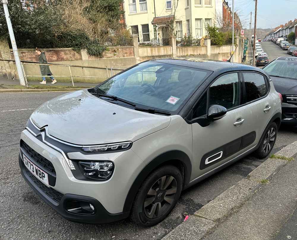 Photograph of GV73 WBP - a Grey Citroen C3 parked in Hollingdean by a non-resident who uses the local area as part of their Brighton commute. The fifth of nine photographs supplied by the residents of Hollingdean.
