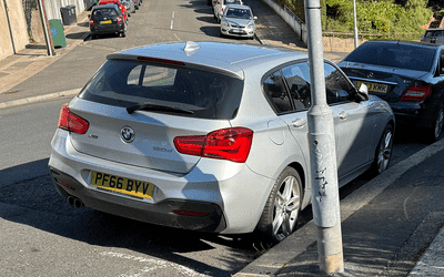 PF66 BYV, a Silver BMW 1 Series parked in Hollingdean
