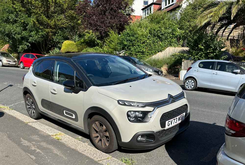 Photograph of GV73 WBP - a Grey Citroen C3 parked in Hollingdean by a non-resident who uses the local area as part of their Brighton commute. The ninth of nine photographs supplied by the residents of Hollingdean.